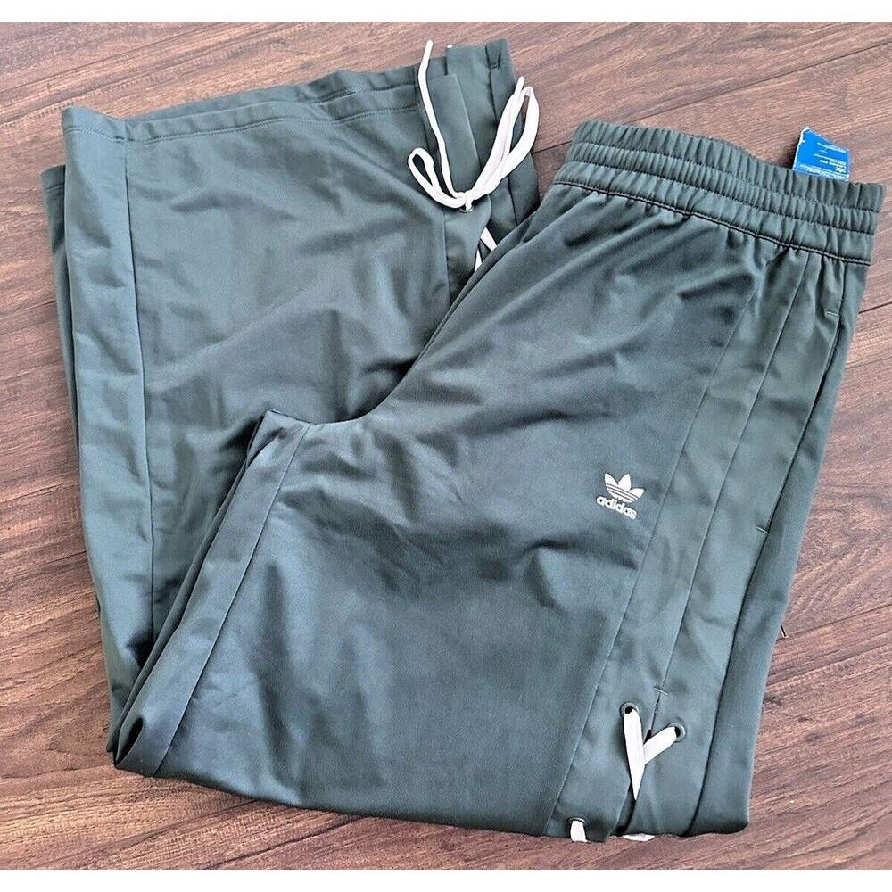 Adidas women's Plus Size Wide-Leg Pant Lace up Drawstring- Mineral Dark Green 1X - Picture 8 of 11